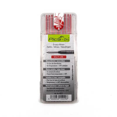 Pica Pack of 10 Red Lead Refills for Dry Automatic Pencil