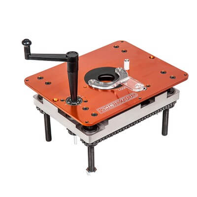 Sherwood Router Table Lift & Aluminium Mounting Plate for Plunge Base Routers