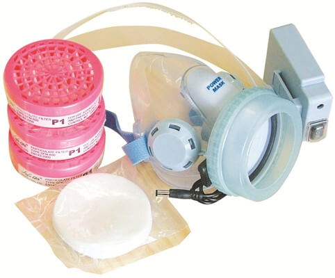 Half-Face Respirator Dust Mask Battery Powered Set with Filters and Storage Case