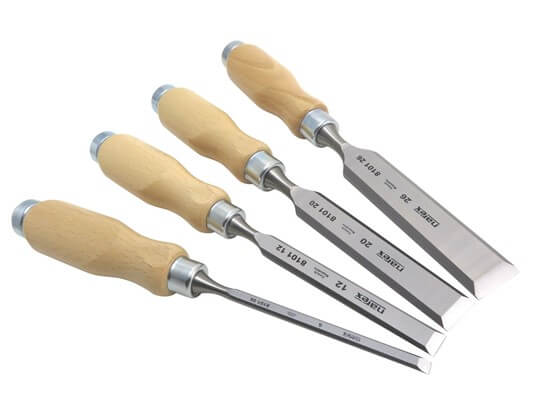 Narex Set of 4 Cabinet Chisels Bevel Edge for Wood Joinery