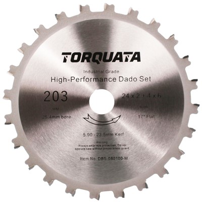 Torquata 8in Metric Dado Saw Blade Set 25.4mm 1in Bore includes Shims & Chippers
