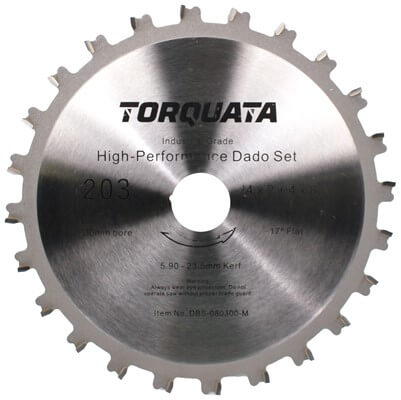 Torquata 8in Metric Dado Saw Blade Set 30mm Bore includes Shims & Chippers